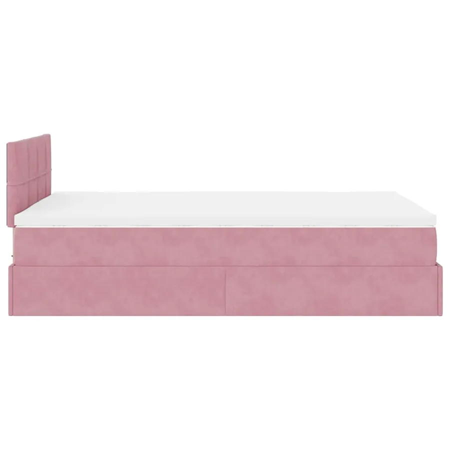Lit ottoman avec matelas rose 120x190 cm velours - 9