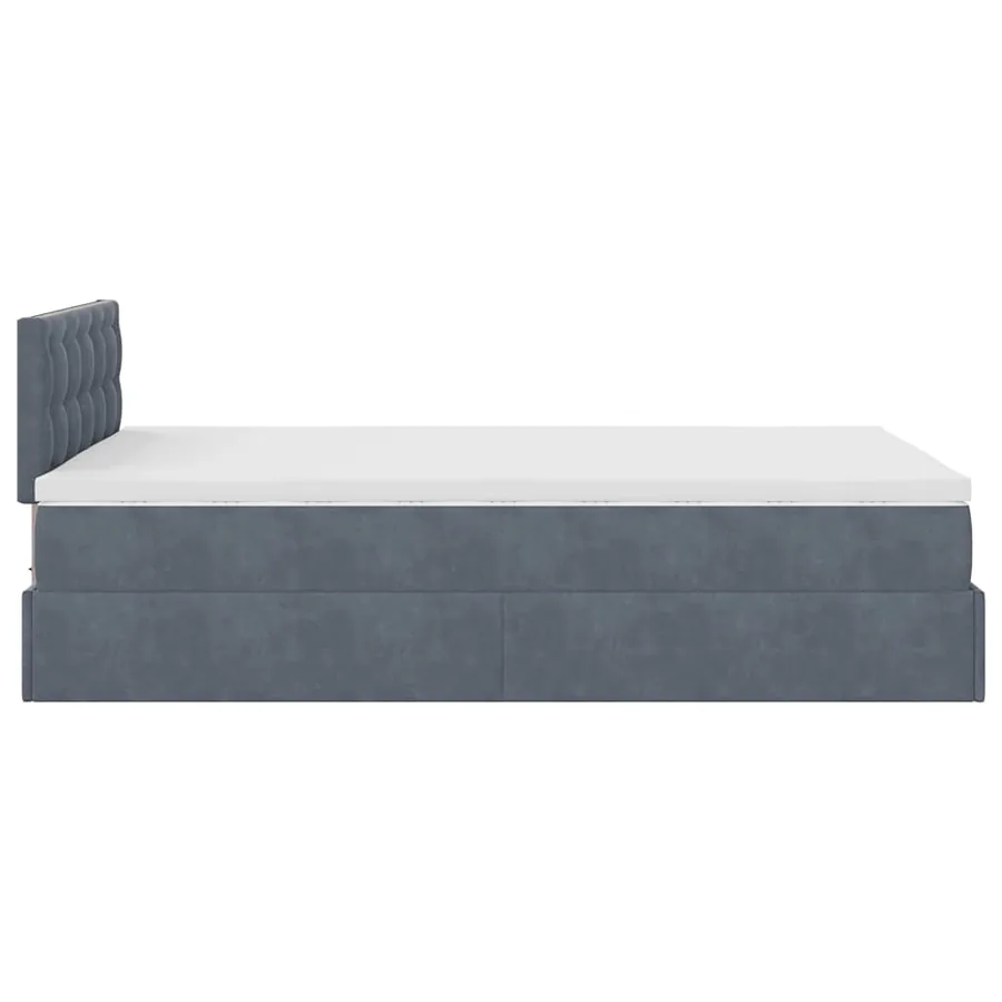 Lit ottoman avec matelas gris foncé 120x190 cm velours - 10