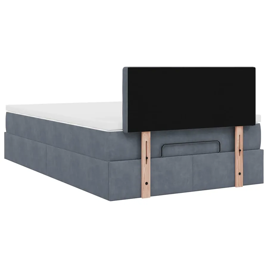 Lit ottoman avec matelas gris foncé 120x190 cm velours - 11