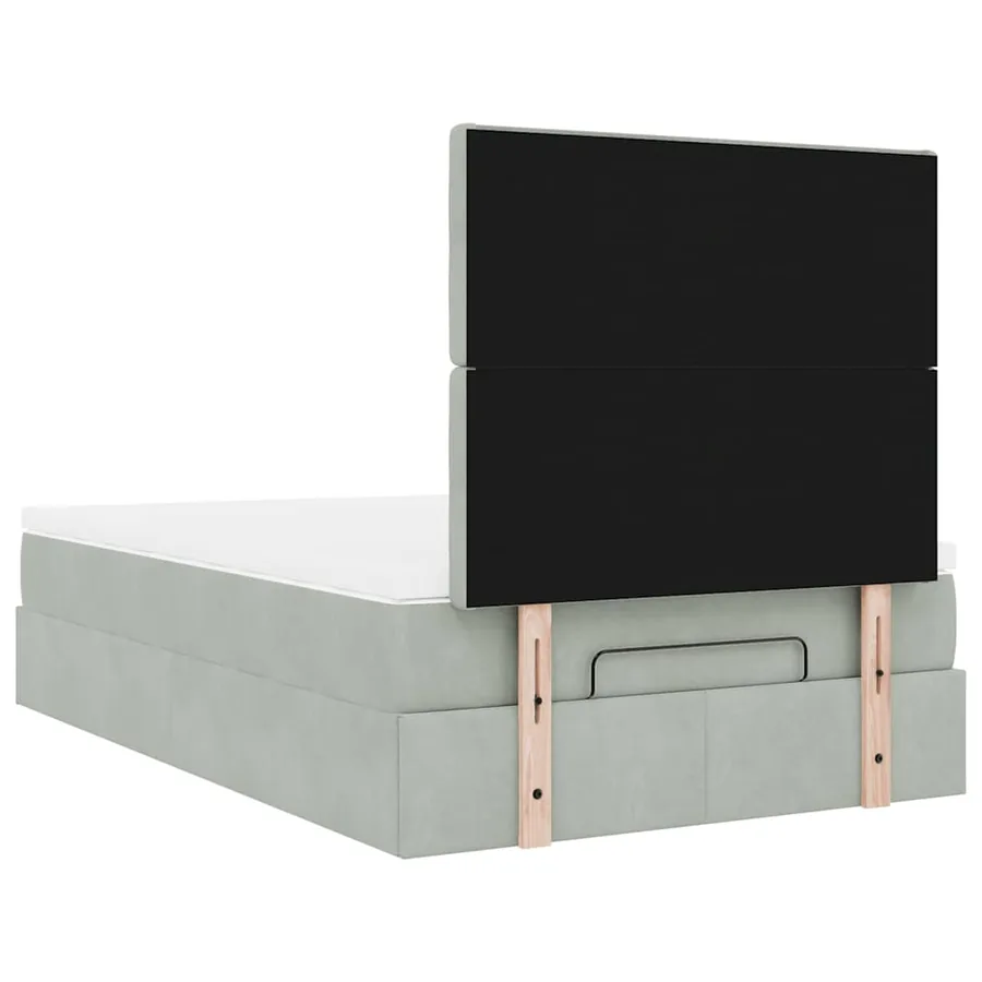 Cadre de lit ottoman et matelas gris clair 120x200 cm velours - 10