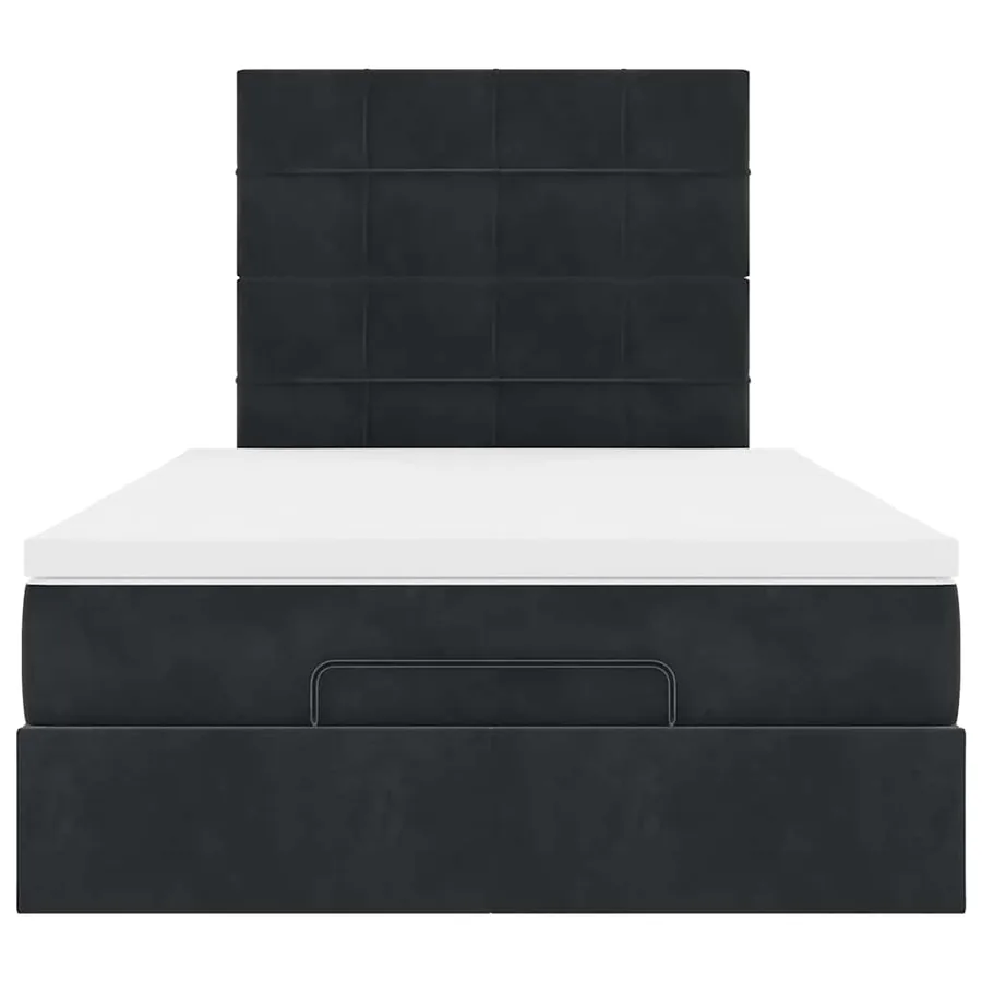Cadre de lit ottoman avec matelas noir 120x190 cm velours - 7