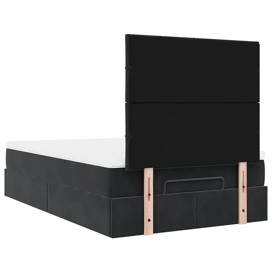 Cadre de lit ottoman avec matelas noir 120x190 cm velours - 9
