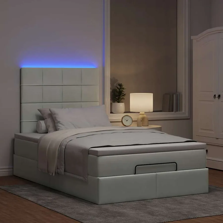 Cadre de lit ottoman avec matelas gris clair 120x190 cm velours - 3