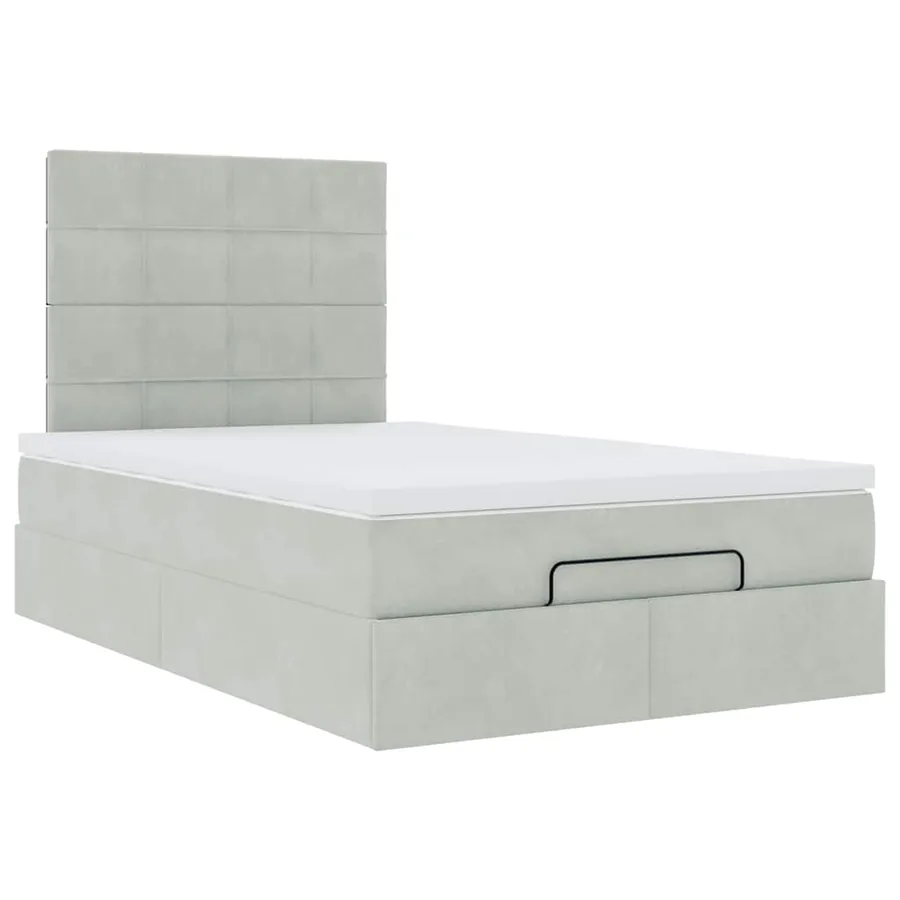 Cadre de lit ottoman avec matelas gris clair 120x190 cm velours - 7