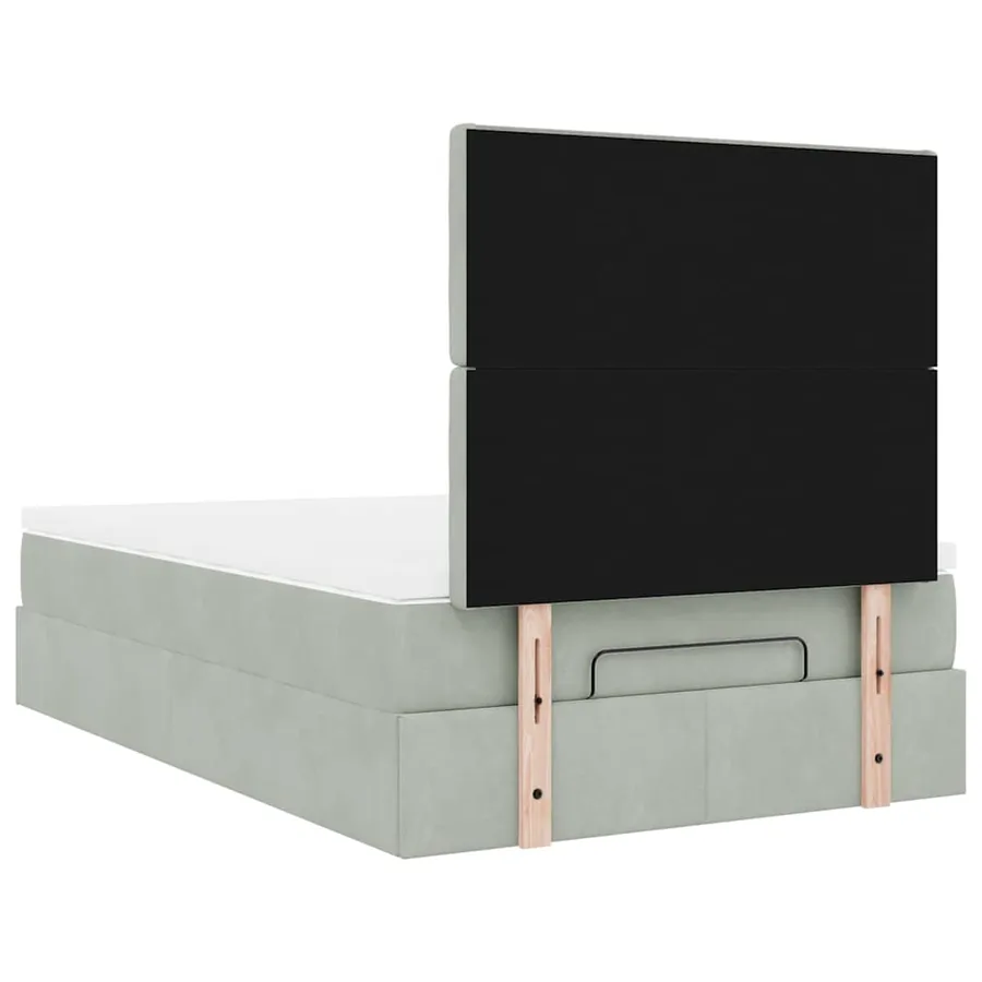 Cadre de lit ottoman et matelas gris clair 120x200 cm velours - 9