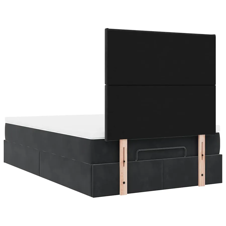 Cadre de lit ottoman avec matelas noir 120x190 cm velours - 10