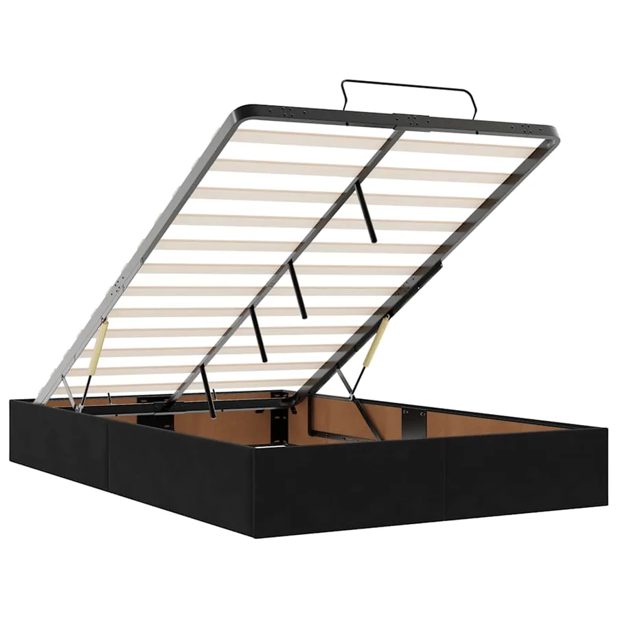 Cadre de lit ottoman avec matelas noir 120x190 cm velours - 11