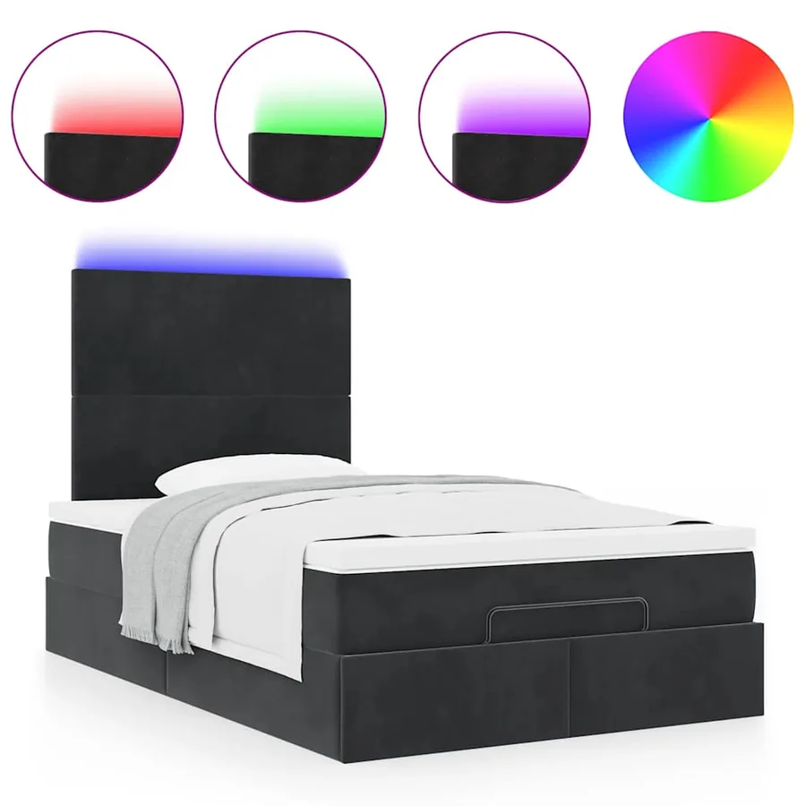 Cadre de lit ottoman avec matelas noir 120x190 cm velours - 5