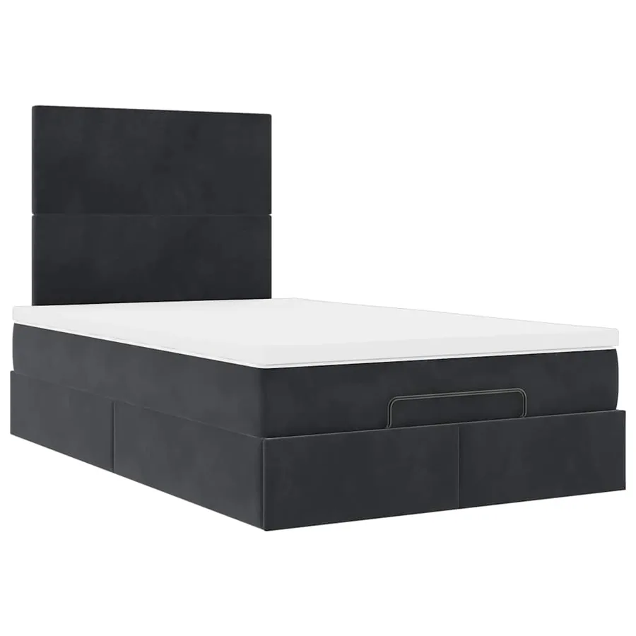 Cadre de lit ottoman avec matelas noir 120x190 cm velours - 7