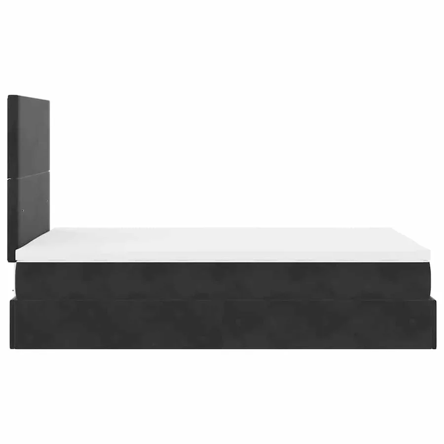 Cadre de lit ottoman avec matelas noir 120x190 cm velours - 9