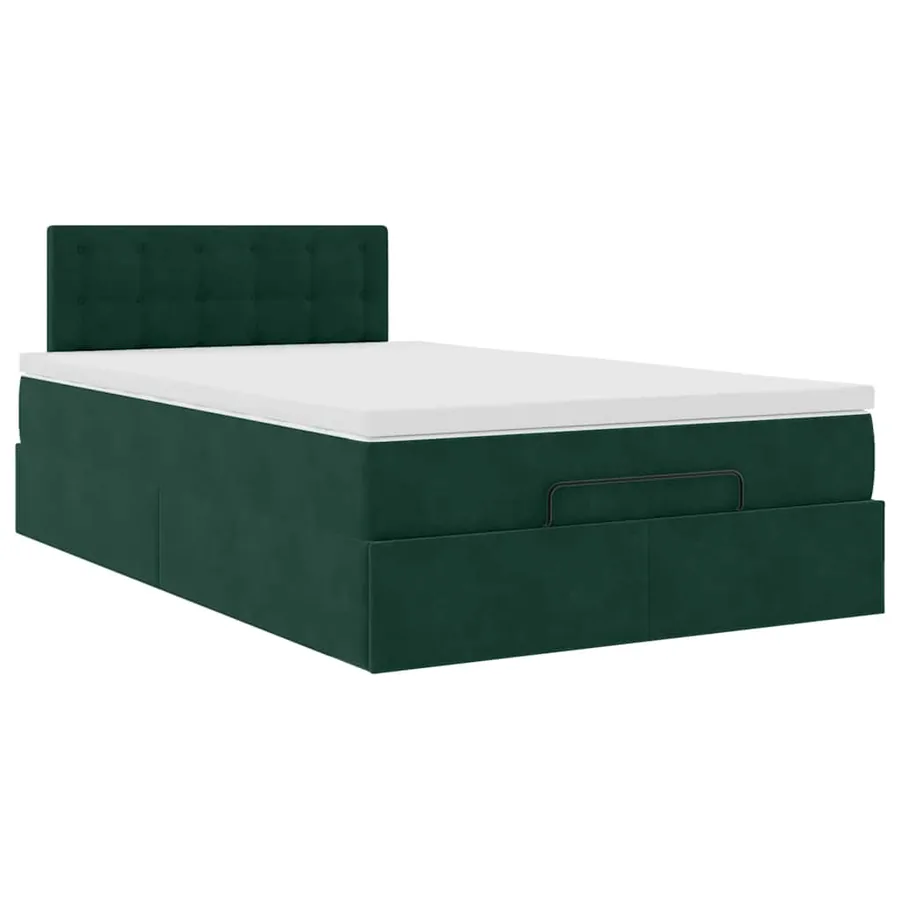 Lit ottoman avec matelas vert foncé 120x190 cm velours - 6