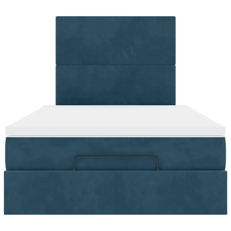 Cadre de lit ottoman avec matelas bleu foncé 120x190 cm velours - 7