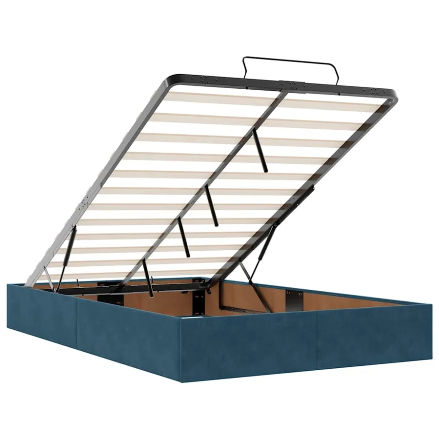 Cadre de lit ottoman avec matelas bleu foncé 120x190 cm velours - 10
