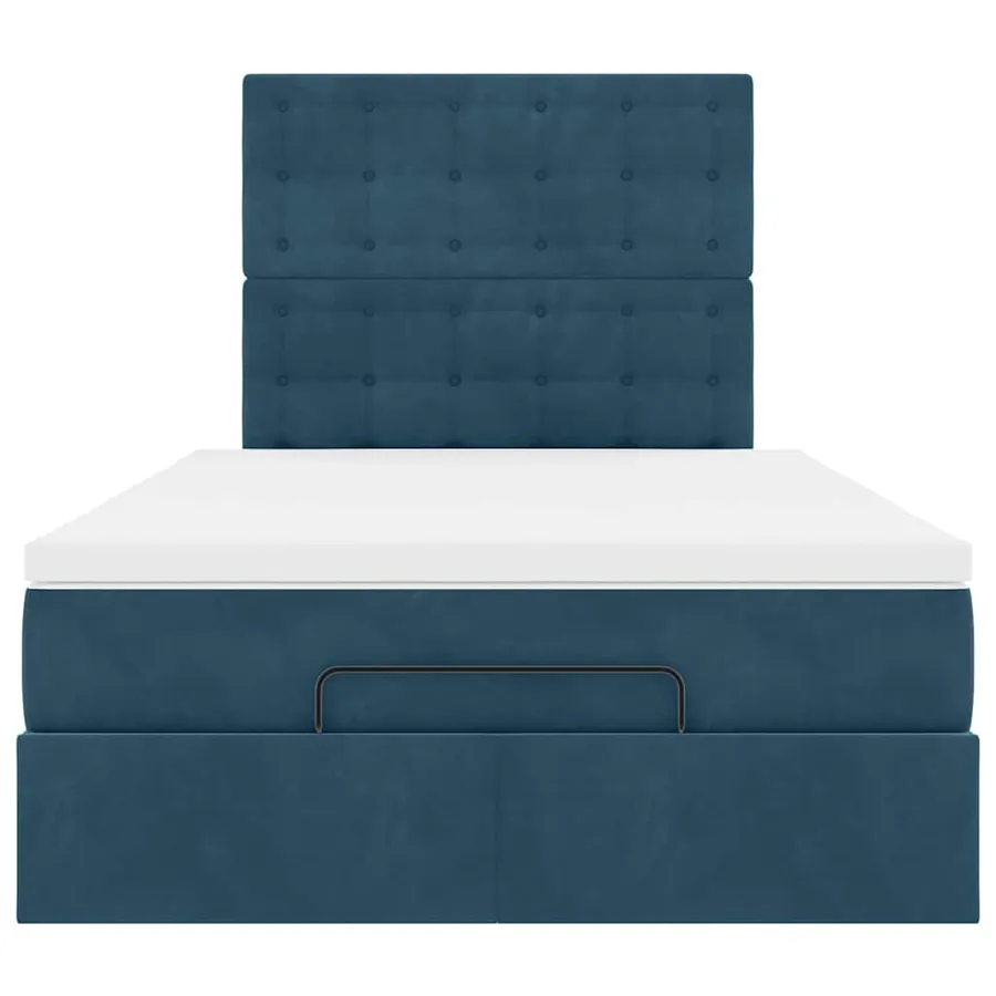Cadre de lit ottoman avec matelas bleu foncé 120x190 cm velours - 7