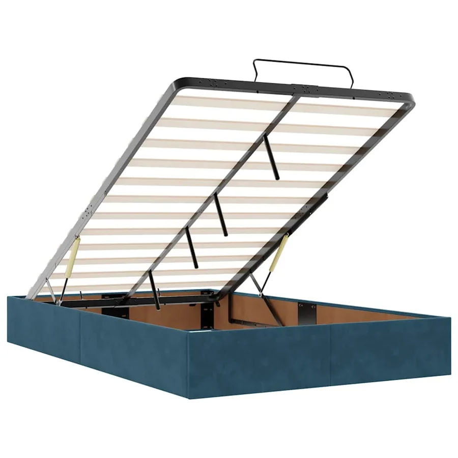 Cadre de lit ottoman avec matelas bleu foncé 120x190 cm velours - 11