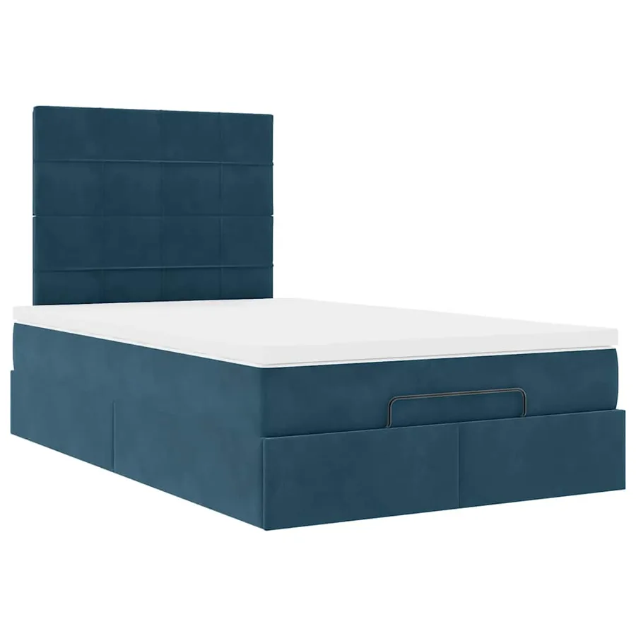 Cadre de lit ottoman avec matelas bleu foncé 120x190 cm velours - 7