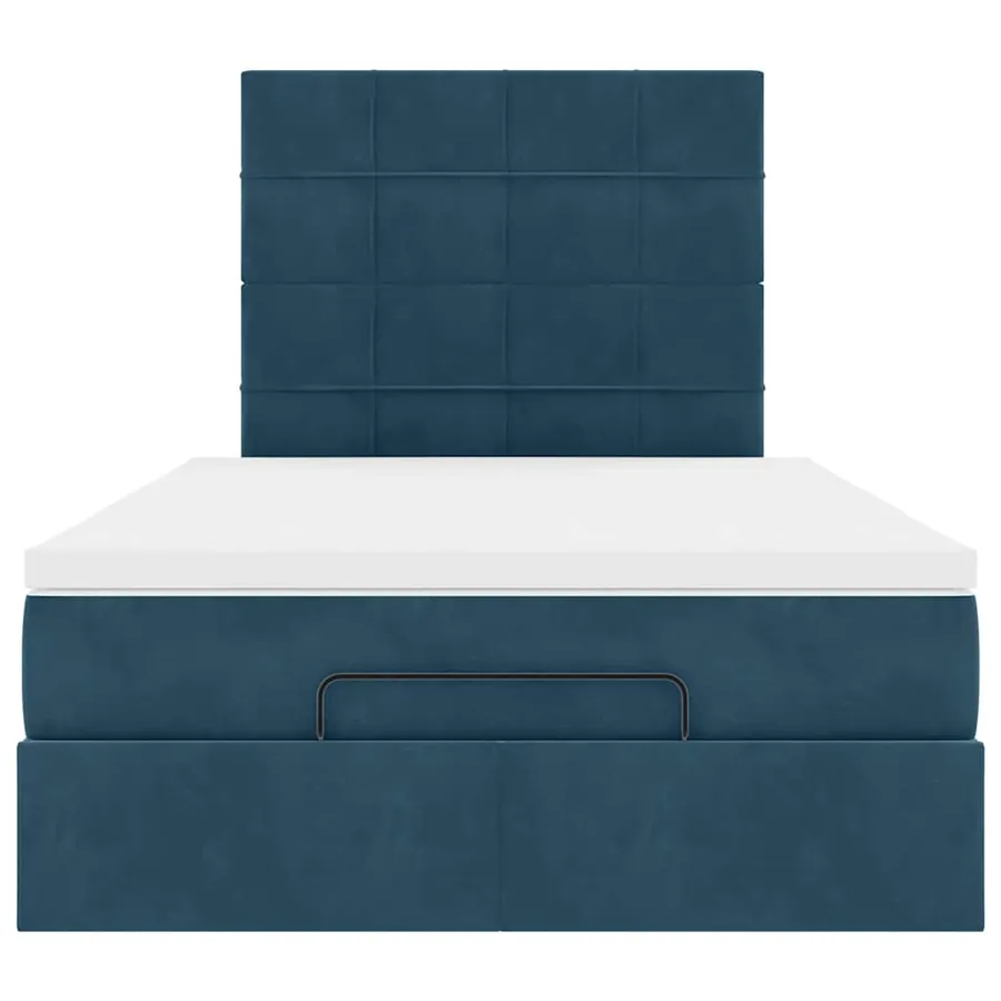 Cadre de lit ottoman avec matelas bleu foncé 120x190 cm velours - 8