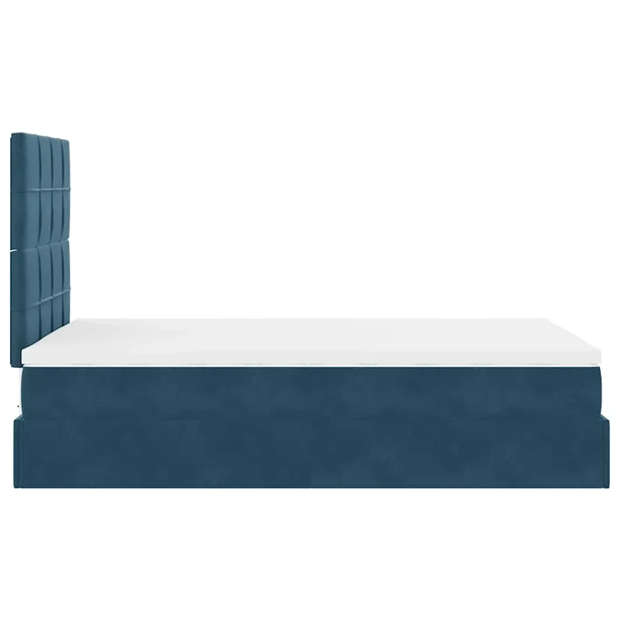 Cadre de lit ottoman avec matelas bleu foncé 120x190 cm velours - 9