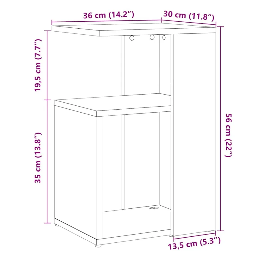 Table d'appoint chêne artisanal 36x30x56 cm bois d'ingénierie - 9