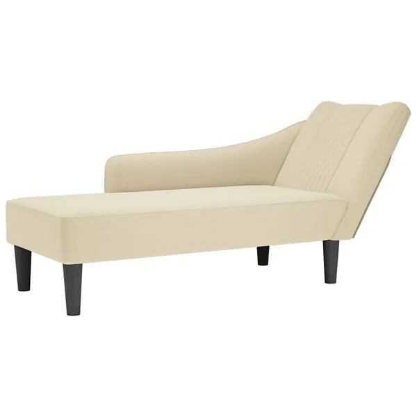 Fauteuil long avec accoudoir droit crème tissu