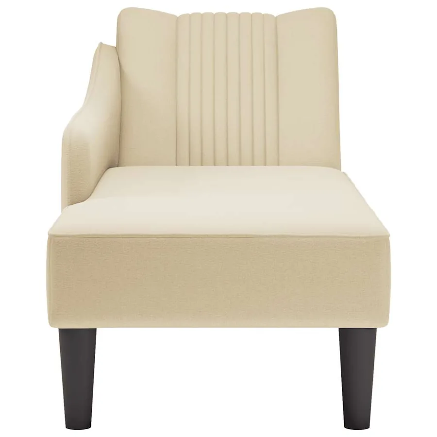 Fauteuil long avec accoudoir droit crème tissu - 4