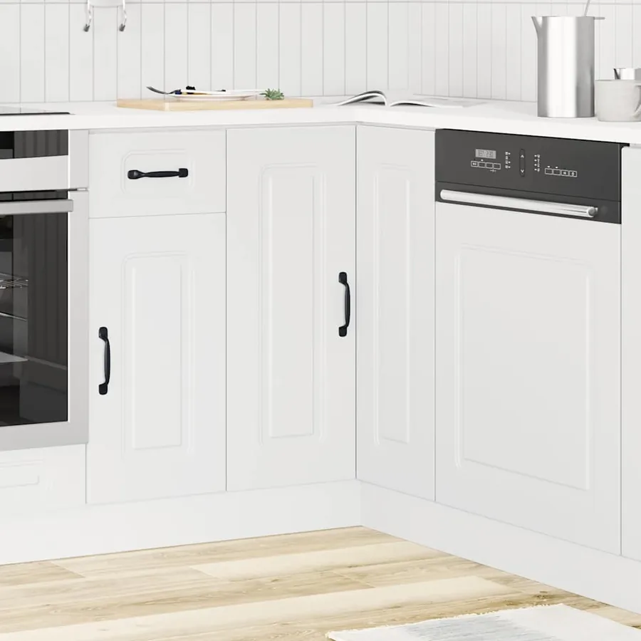 Armoire d'angle de cuisine Kalmar blanc bois d'ingénierie