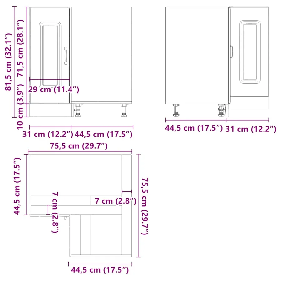 Armoire d'angle de cuisine Kalmar blanc bois d'ingénierie - 12