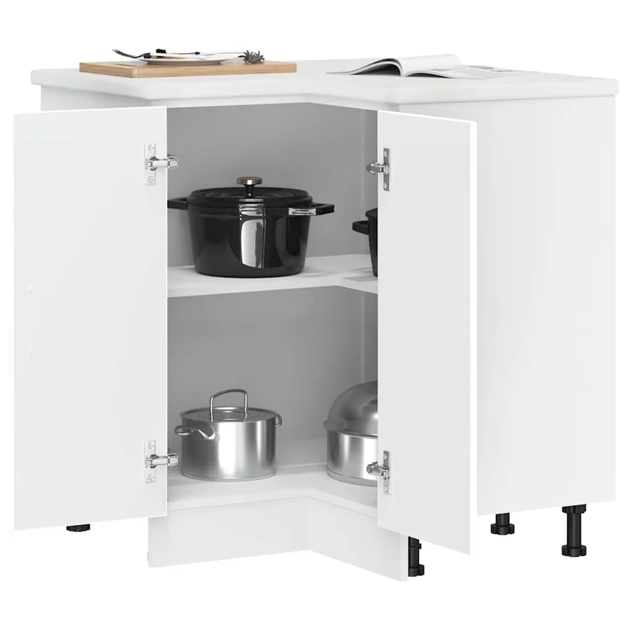 Armoire d'angle de cuisine Kalmar blanc bois d'ingénierie - 4