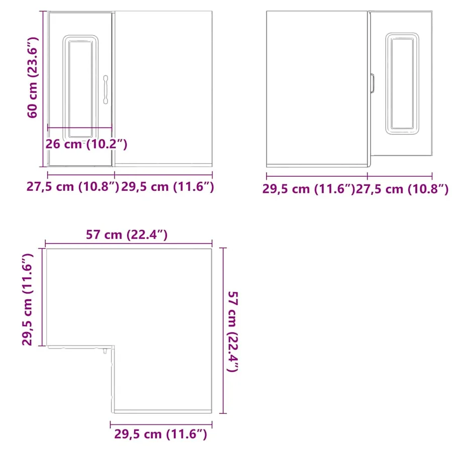Armoire murale d'angle de cuisine Kalmar chêne fumé - 11
