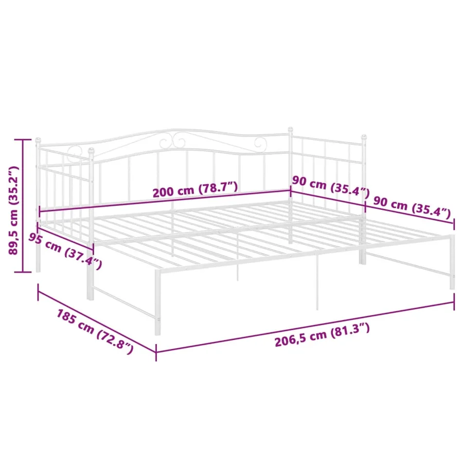 Cadre de canapé-lit extensible sans matelas blanc 90x200 cm - 11