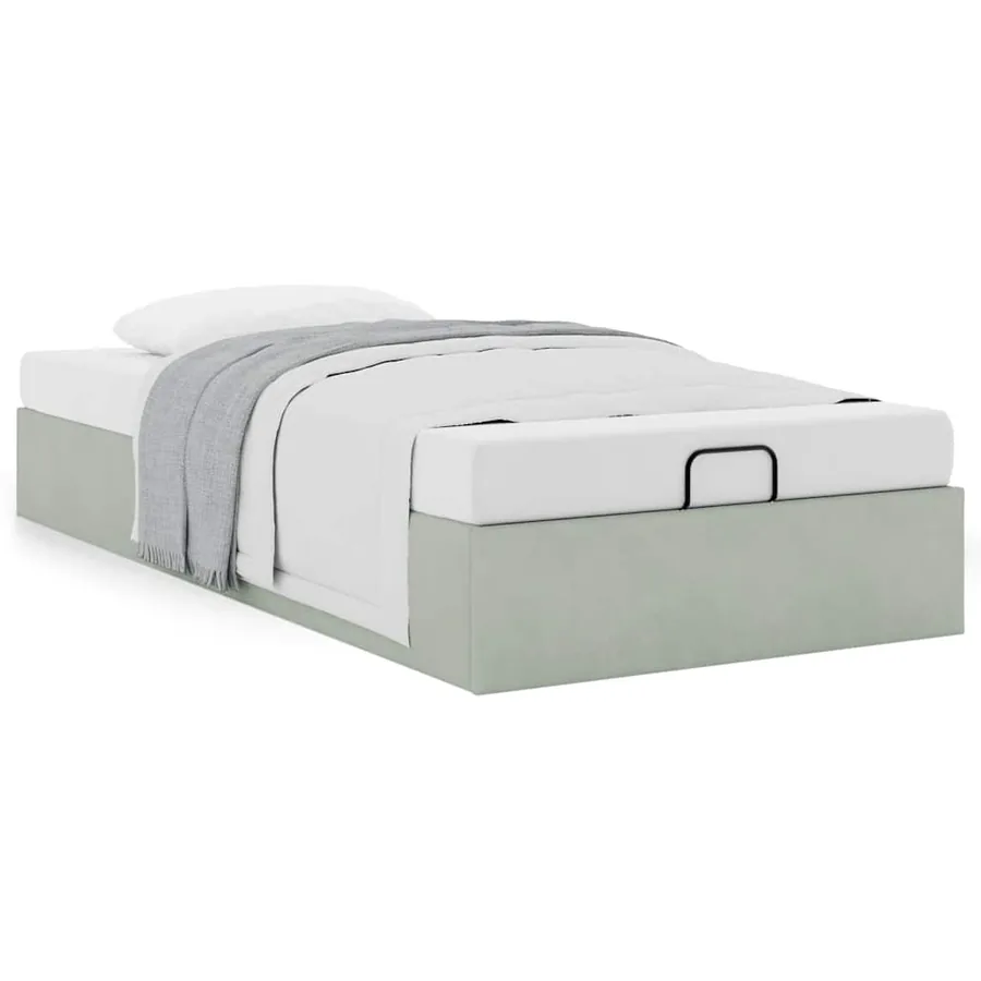 Cadre de lit ottoman sans matelas gris clair 90x200 cm velours - 4