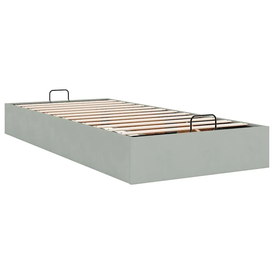 Cadre de lit ottoman sans matelas gris clair 90x200 cm velours - 9