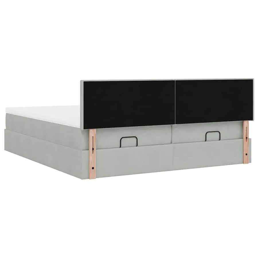 Cadre de lit ottoman et matelas gris clair 180x200cm velours - 12