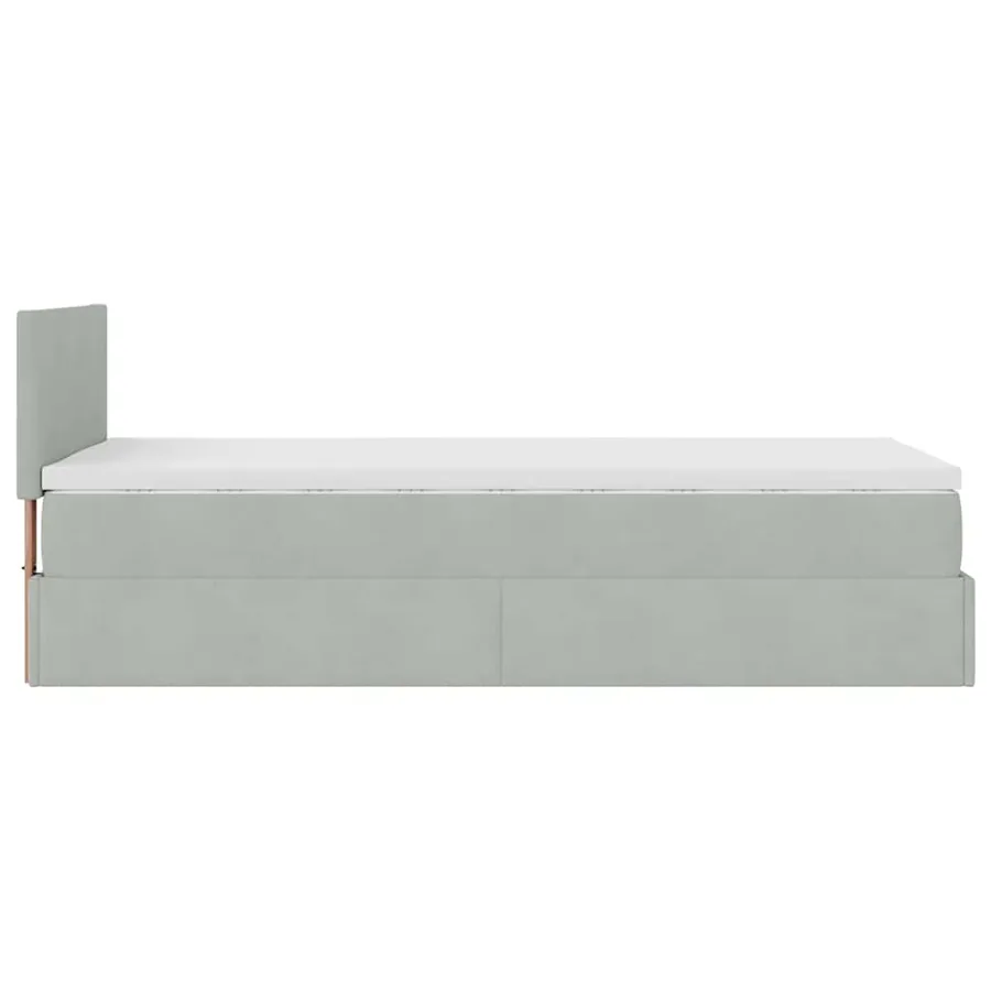 Cadre de lit ottoman et matelas gris clair 90x200 cm velours - 9