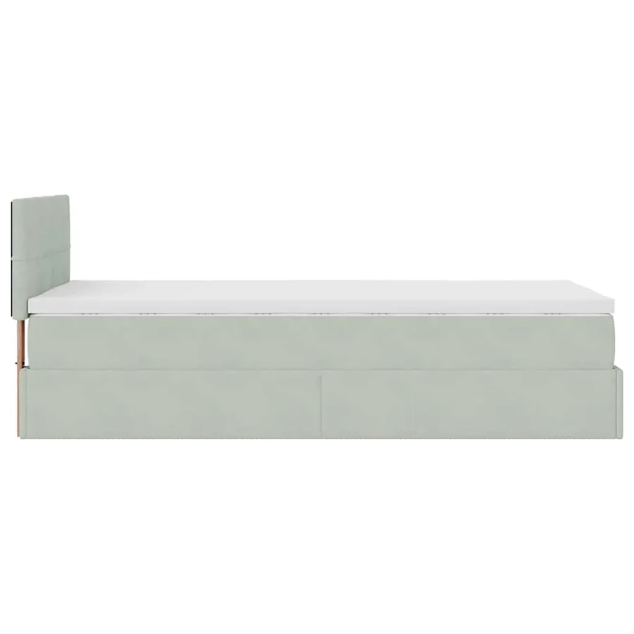 Cadre de lit ottoman et matelas gris clair 90x200 cm velours - 10