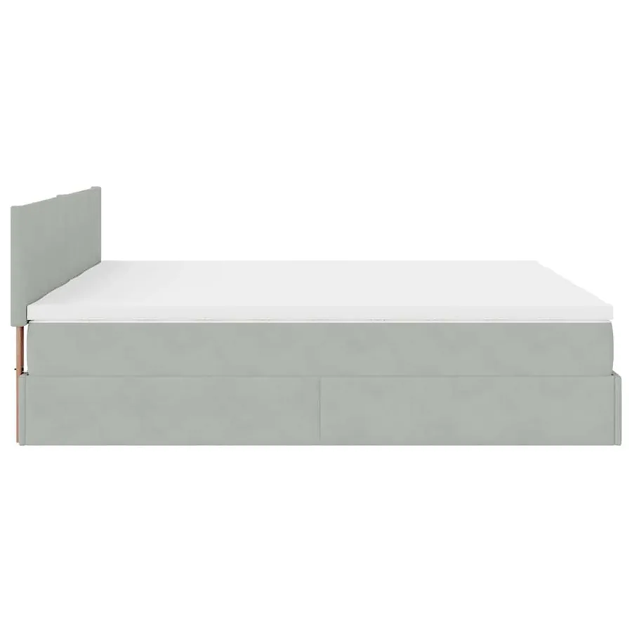 Cadre de lit ottoman et matelas gris clair 180x200cm velours - 10