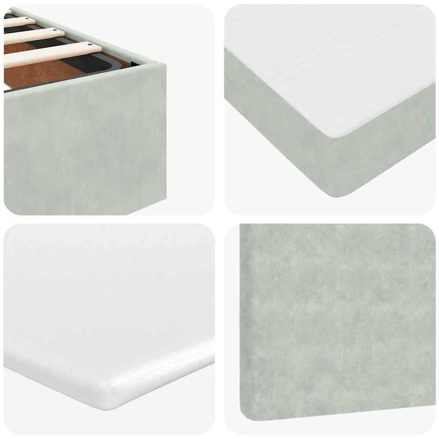 Cadre de lit ottoman et matelas gris clair 180x200cm velours - 14