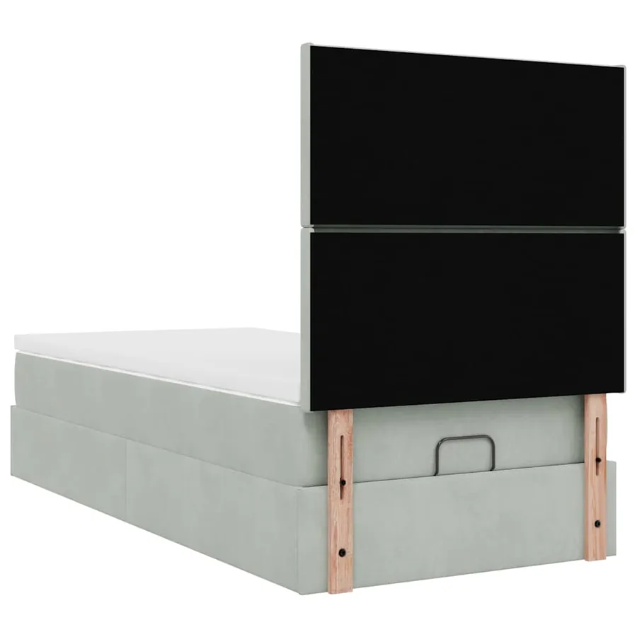 Cadre de lit ottoman et matelas gris clair 90x200 cm velours - 10