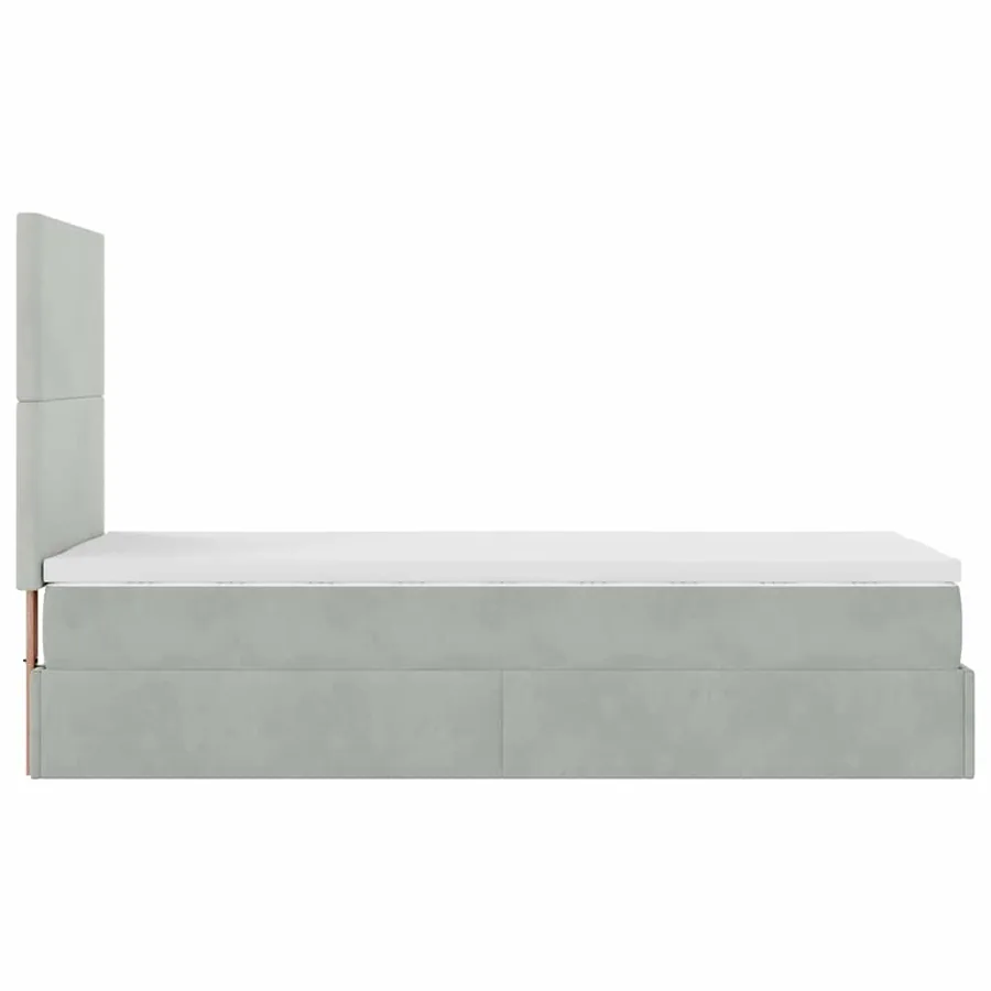 Cadre de lit ottoman et matelas gris clair 90x200 cm velours - 9