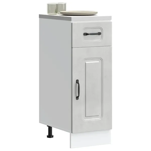 Armoire de cuisine Kalmar gris béton bois d'ingénierie