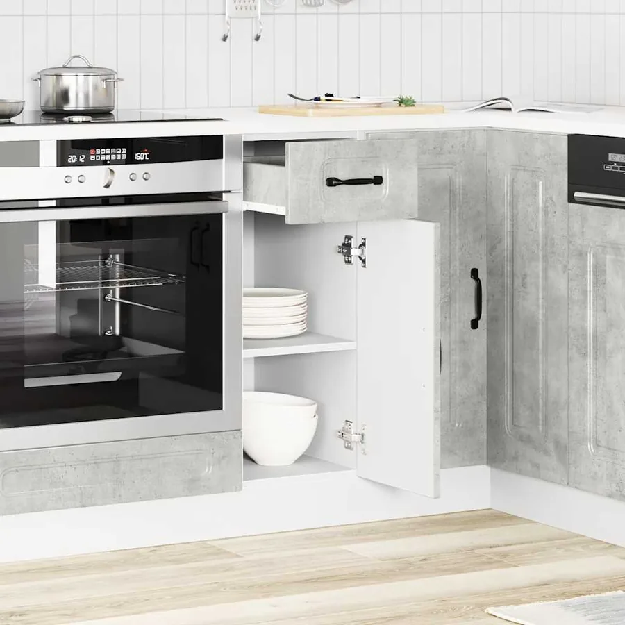 Armoire de cuisine Kalmar gris béton bois d'ingénierie - 3