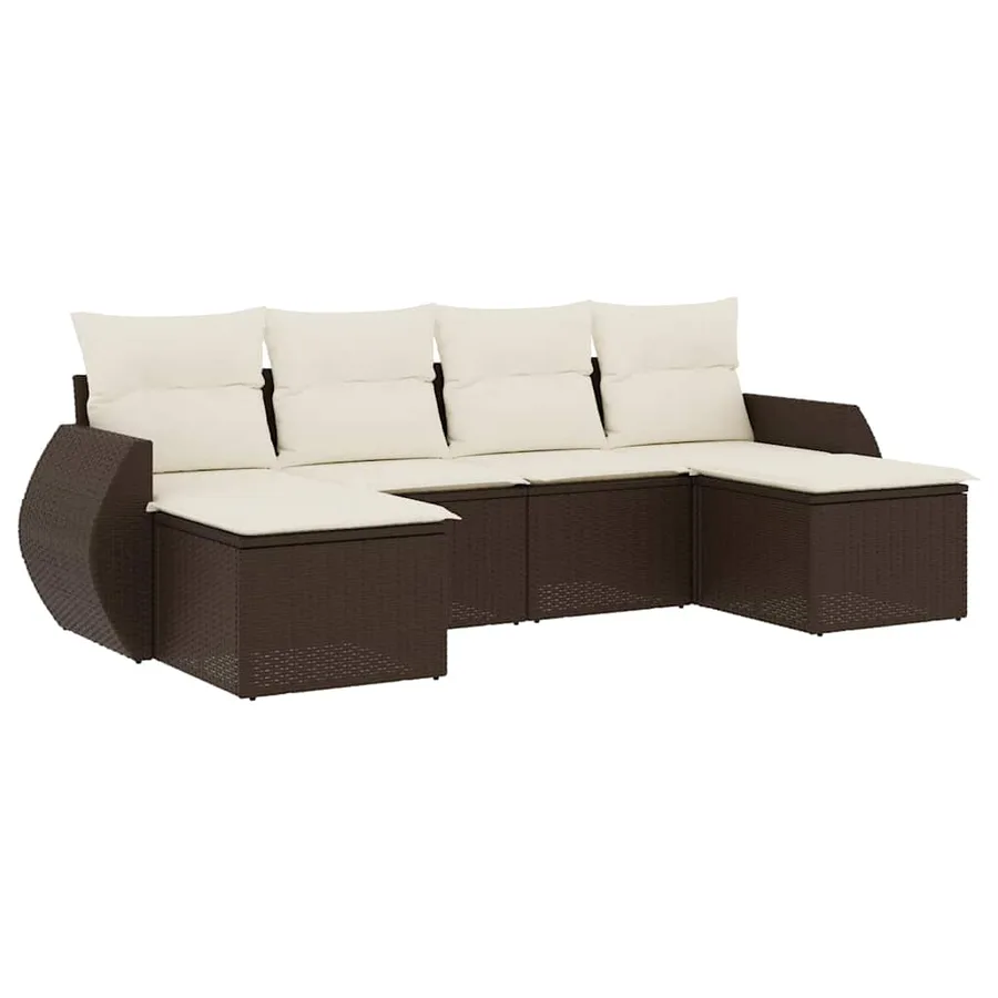 Salon de jardin avec coussins 6 pcs marron résine tressée - 2