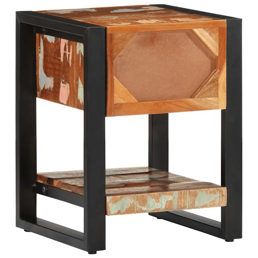Table de chevet multicolore 35x34x45cm bois massif récupération - 7