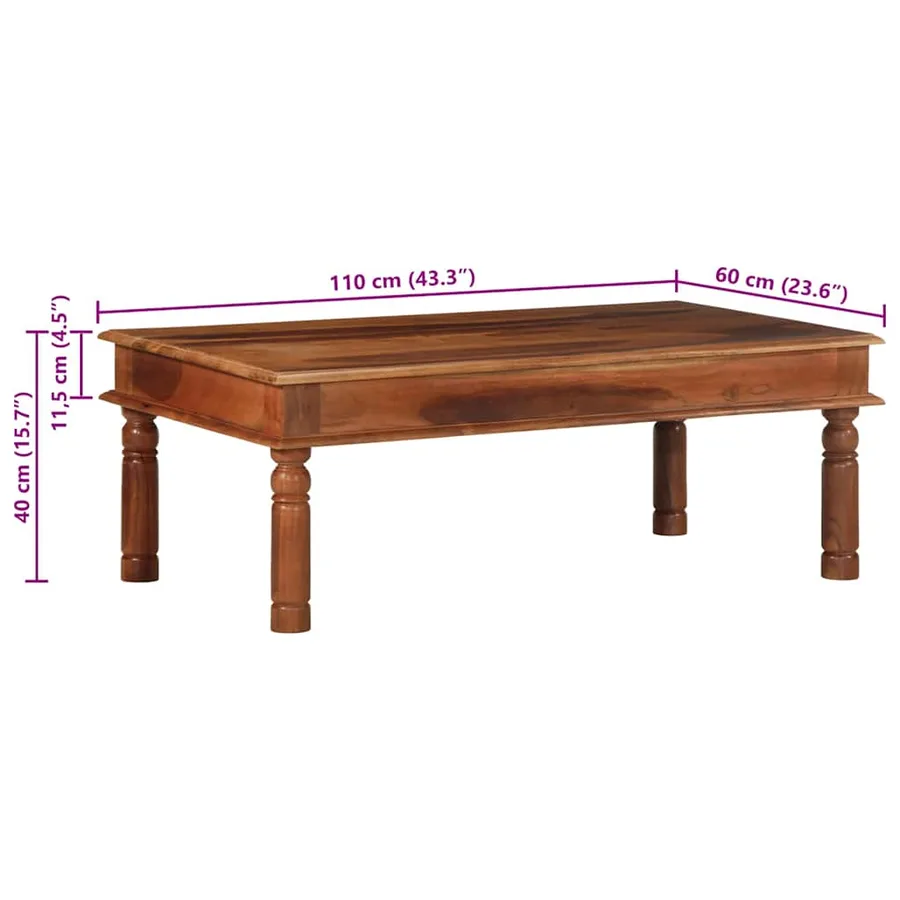 Table basse 110x60x40 cm bois massif d'acacia - 10