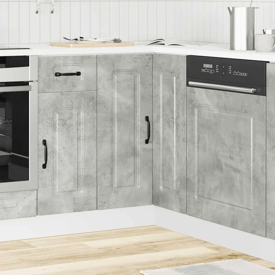 Armoire d'angle de cuisine Kalmar gris béton bois d'ingénierie - 3