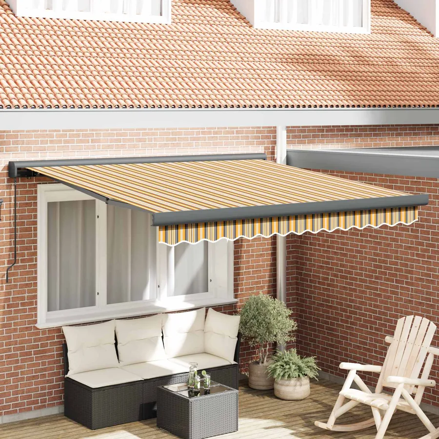Auvent rétractable Multicolore 350 x 250 cm Toile et Aluminium