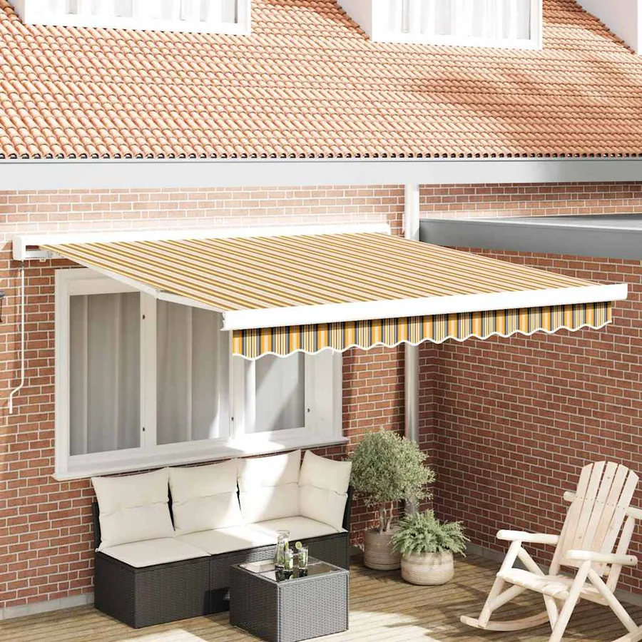 Auvent rétractable Multicolore 350 x 250 cm Toile et Aluminium