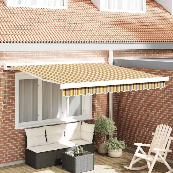 Auvent rétractable Multicolore 350 x 250 cm Toile et Aluminium