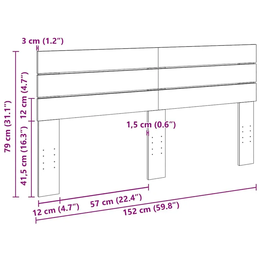 Tête de lit 150 cm en bois massif de chêne - 9