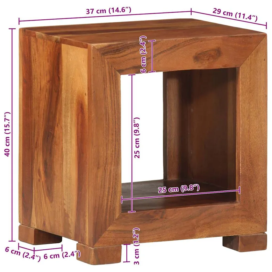 Table d'appoint 37x29x40 cm bois massif d'acacia - 8